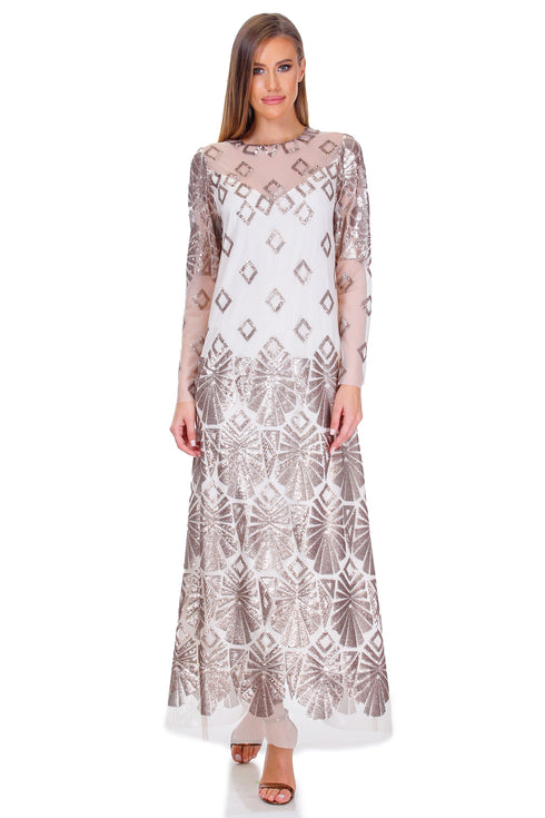 Rochie tull bej cu paiete  Liza Panait Liza Panait Online Boutique